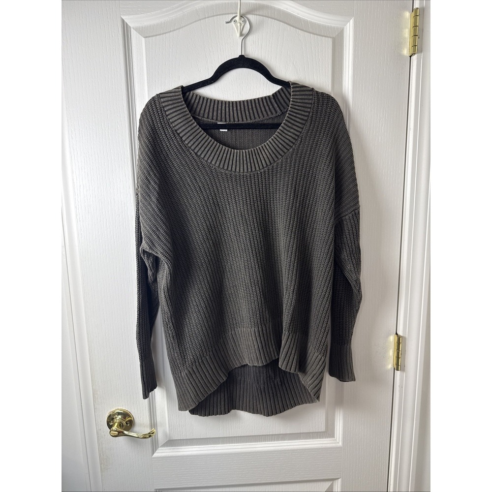 Aerie Ribbed Knit Slouchy Oversized Pullover Crewneck Sweater Brown XS